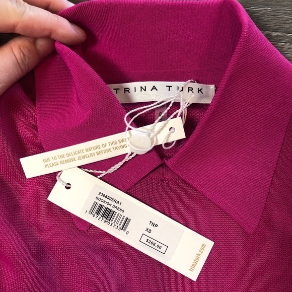 Trina Turk Bookish Collared Pink Fuchsia Hot Pink Minidress NWT Womens Size XS - Picture 11 of 12